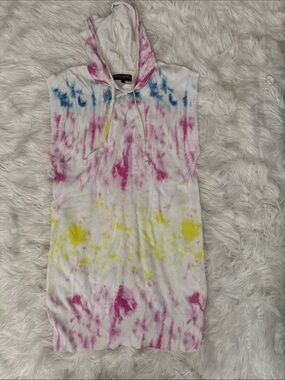 Central Park West Sleeveless Tie-Dye Hooded Knit Dress - Multicolor Small